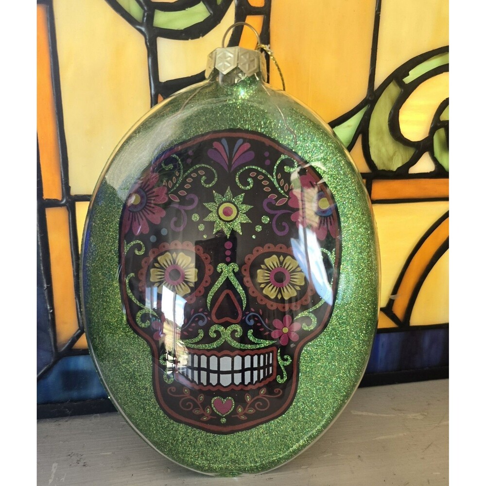 Day Of The Dead glass Christmas Tree Ornament Dia de Los Muertos Halloween